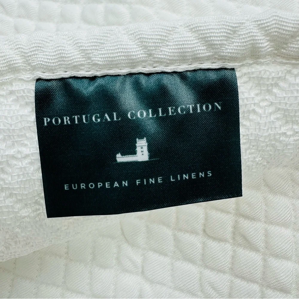Portugal Collection European Fine Linen Pillow Sham White Textured Standard Size